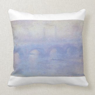Waterloo Bridge, Effect of Mist by Claude Monet Throw Pillow