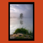 fog, pond, water, reflection, island, solitair,