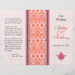 Watermelon and Coral Damask Wedding Program Flyer