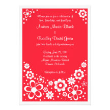 Watermelon and White Floral Wedding Invitation