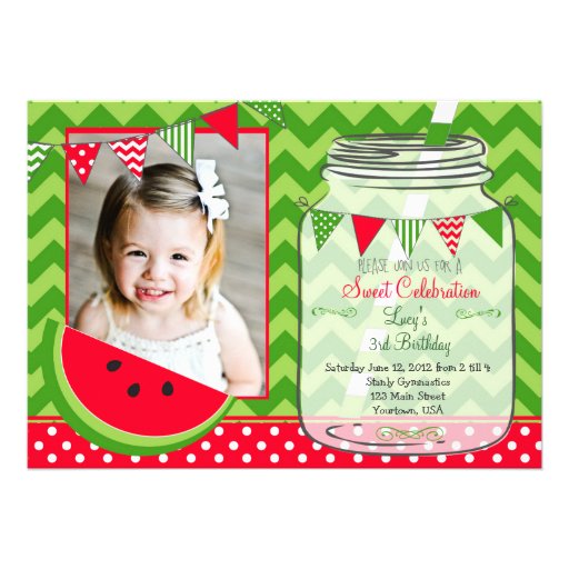 Watermelon Chevron Pendants Party Birthday Cards