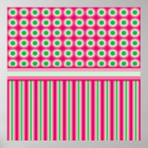 Watermelon Dots & Stripes Posters