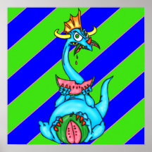 Watermelon Eating Dragon Print