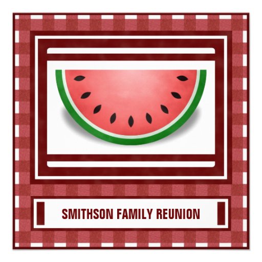 Watermelon Family Reunion BBQ Picnic Invite (front side)