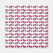 Watermelon heart pattern fridge magnets