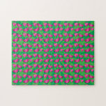 Watermelon heart pattern on green puzzles