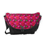 Watermelon heart pattern on magenta argyle messenger bags