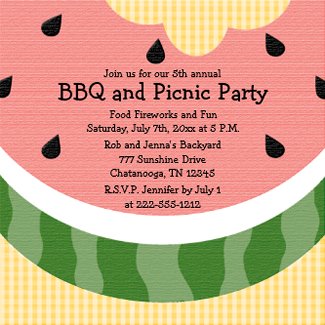 Watermelon Picnic Invite Invitations