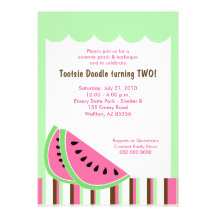 Watermelon Picnic Summer Birthday Party 5x7 Invitation