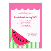 Watermelon Picnic Summer Birthday Party 5x7 Custom Invites