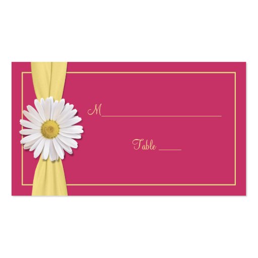Watermelon Pink Daisy Wedding Place Cards Business Cards (front side)