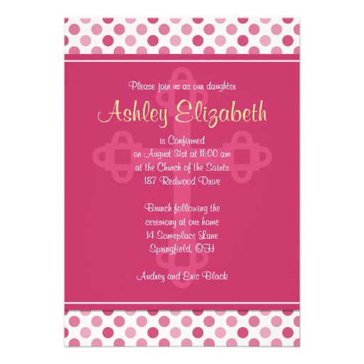 Watermelon Pink Polka Dot Confirmation Invitation