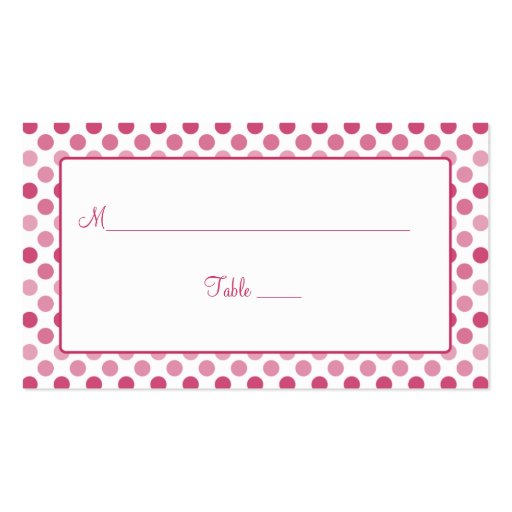 Watermelon Pink Polka Dot Wedding Place Cards Business Card (front side)