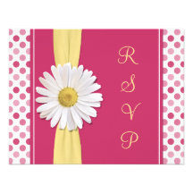 Watermelon Pink Polka Dot Wedding Reply Card Custom Invitations