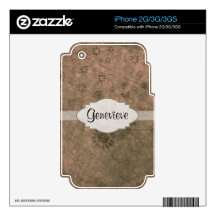 Watermelon Pink Retro Floral Abstract Nameplate iPhone 3GS Decal