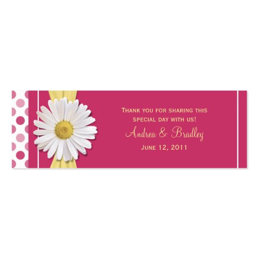 Watermelon Pink Shasta Daisy Wedding Favor Tag Business Cards (front side)