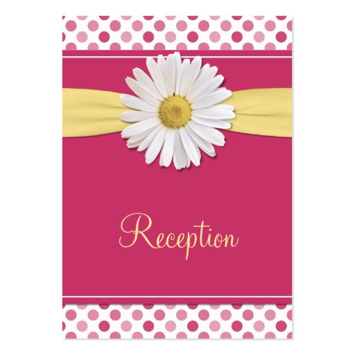 Watermelon Pink & Yellow Daisy Reception Cards Business Card Templates (front side)