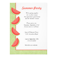 Watermelon Plaid Summer Party Invitation
