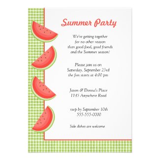 Watermelon Plaid Summer Party Invitation