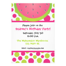 Watermelon Polka Dot Invitation