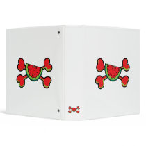 watermelon Skull red Crossbones 3 Ring Binder