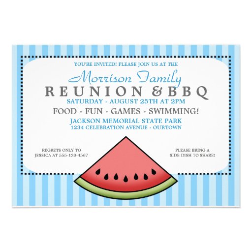 Watermelon Slice Family Reunion Invitations (front side)