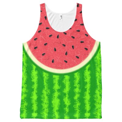 Watermelon Slice Summer Fruit with Rind All-Over Print Tank Top