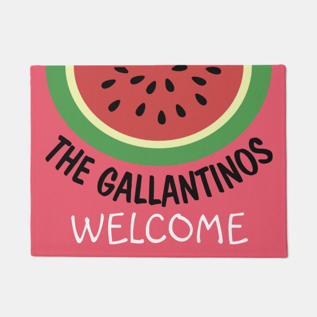 Watermelon Slice Welcome Doormat Personalized Name