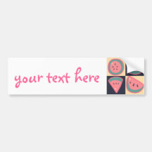 Watermelon Slices - Checkered Pattern Bumper Sticker
