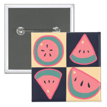 Watermelon Slices - Checkered Pattern Buttons