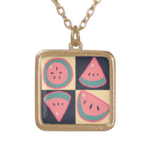 Watermelon Slices - Checkered Pattern necklaces