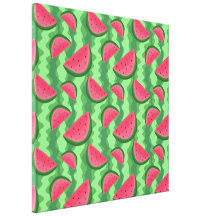 Watermelon Slices Pattern Stretched Canvas Print