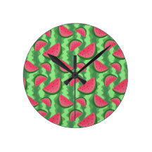 Watermelon Slices Pattern Wall Clocks