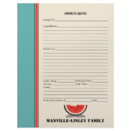 Watermelon Stripe Custom Recipe Page letterhead