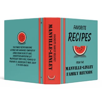 Watermelon Stripes Custom 1.5 Family Recipe Binder