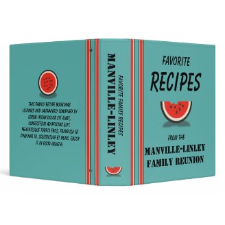 Watermelon Stripes Custom 1.5 Family Recipe Binder