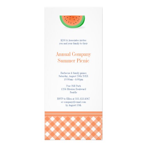 Watermelon summer picnic red gingham outdoor event personalized announcements