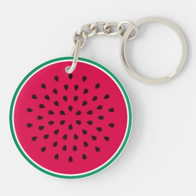 Watermelon Wedge Round Acrylic Key Chains