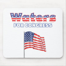 Waters for Congress Patriotic American Flag Design Mousepads