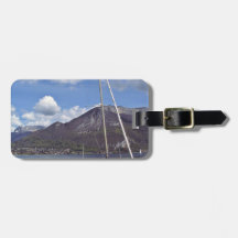Waterscape with white sailboat and blue sky bag tag