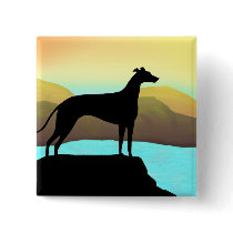 Waterside Greyhound Dog Landscape Buttons