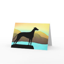 Waterside Greyhound Dog Landscape Greeting Card