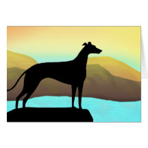 Waterside Greyhound Dog Landscape Greeting Card