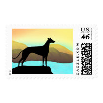 Waterside Greyhound Dog Landscape Stamps