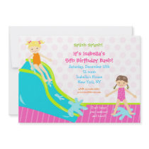 Waterslide Water Party Birthday Invitations