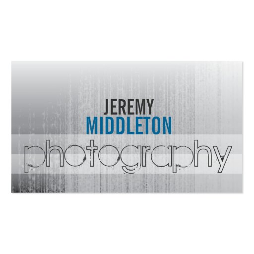 Watery Grey Striped Photography Business Card