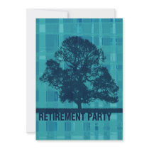 Watery Plaid & Tree Retirement Personalized Invitations