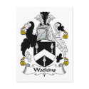 Watkins Family Crest postcards