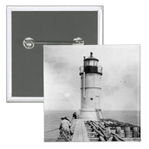 Waukegan Harbor Lighthouse Pinback Button