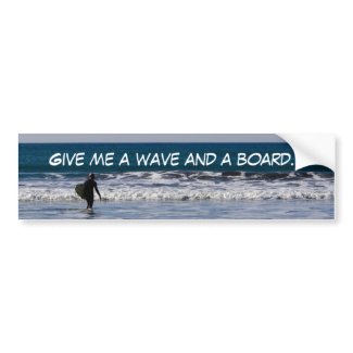 Wave and a Board Bumper Stickers